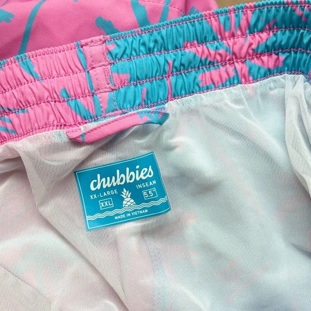 Chubbies Swim Trunks Mens XXL Pink Blue The Prince of Prints Lined 5.5'' Beach